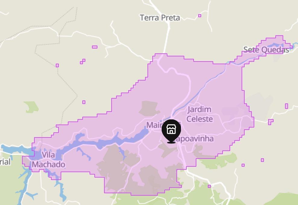 Mapa de Área de Entrega Centro